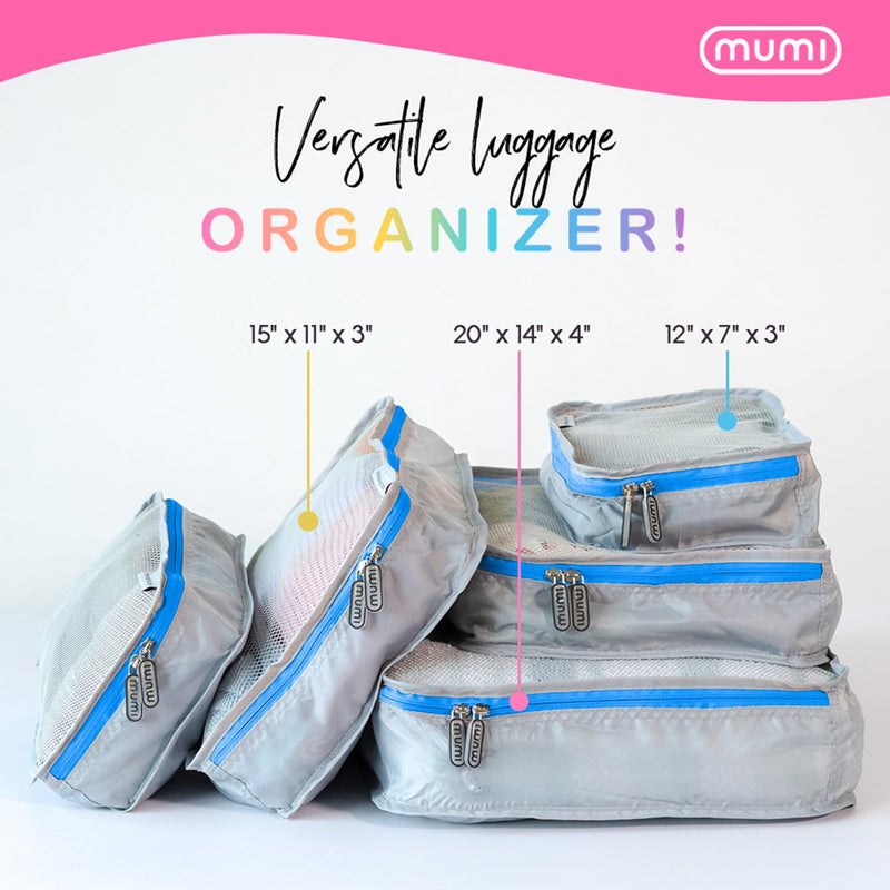 MUMI Packing Cubes - 5 Compression Packing Cubes for Travel, Luggage Organizer Bags for Suitcases, Carry-On, Duffle or Backpack â€“ Mesh, Waterproof Bags for Clothes, Kids & Travel Accessories - Yellow - Image 5
